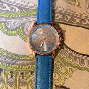 Light Blue Strap Alloy Fashion Watch